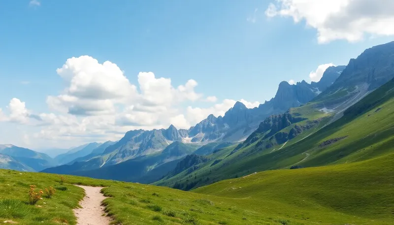 Pohľad na tatranské štíty a turistický chodník