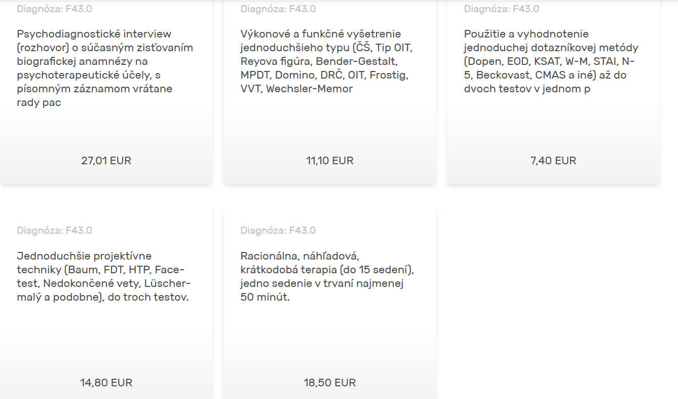 Vyúčtovanie psychológa z poisťovne